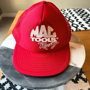 Vintage Mac Tools Racing Red Trucker Hat Adjustable SnapBack